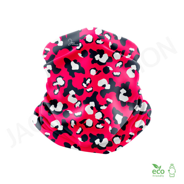 Tour de cou technique eco polaire effet soie LEOPARD FUSCHIA